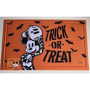 Disney Mickey Mouse Trick Or Treat Halloween Outdoor Rubber DoorMat 18 × 30” NEW